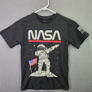 Eighty Eight NASA Dabbing Astronaut Shirt Boys 10/12 Charcoal Gray Good Graphic